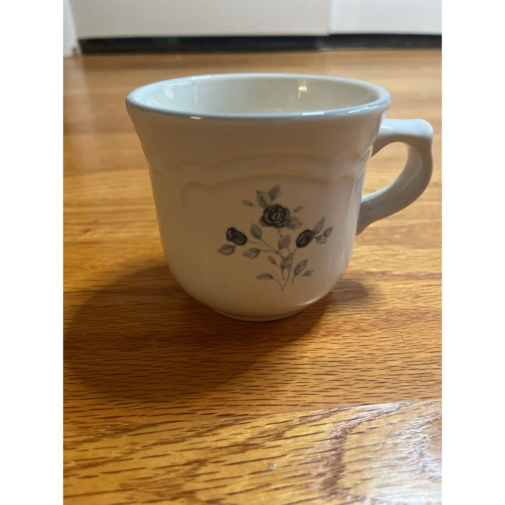 Vintage Pfaltzgraff Poetry Glossy Handled Coffee Mug Mint Blue Roses